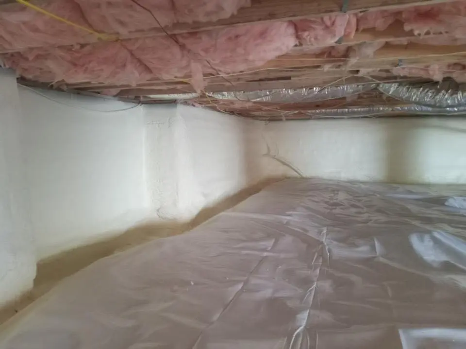 Crawl space encapsulation with closed-cell spray foam for Flat Roof Repair in Windham
